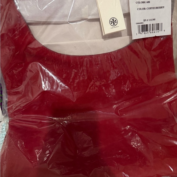 Authentic Tory Burch Slouch Suede Shoulder Bag Red - Picture 3 of 14